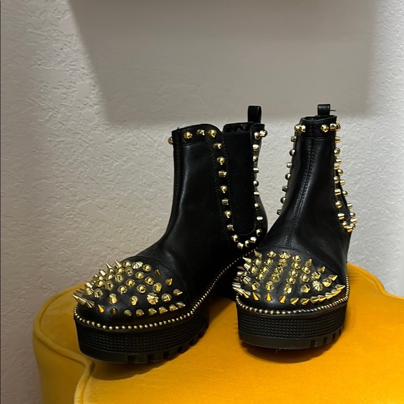 Cape Robbin Black and Gold Studded Ankle Booties - Picture 2 of 4